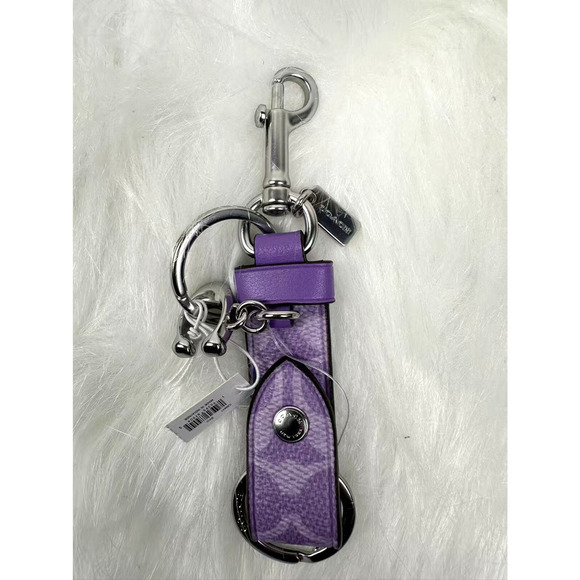 Coach Trigger Snap Bag Charm In Signature Canvas With Charm In Sv/Iris CBM47 NWT - Picture 1 of 6